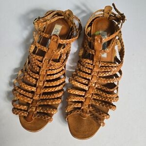 HipOppoTamus leather braided huarache gladiator wedge sandal sz 8.5